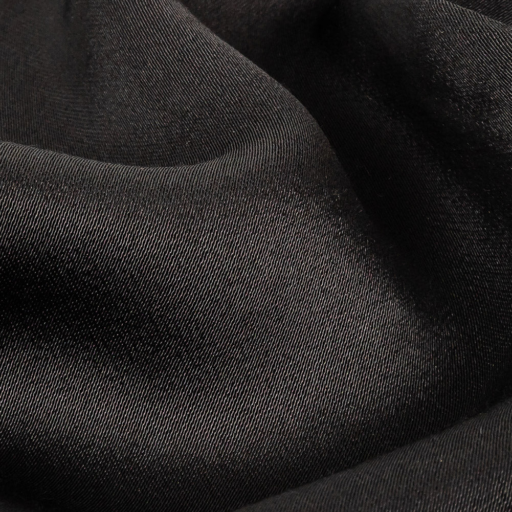 Famous Australian Designer Black Heavy Drape Viscose Sateen Detail