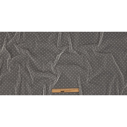 Famous Australian Designer Cream Flocked Dots Polyester Mesh Full