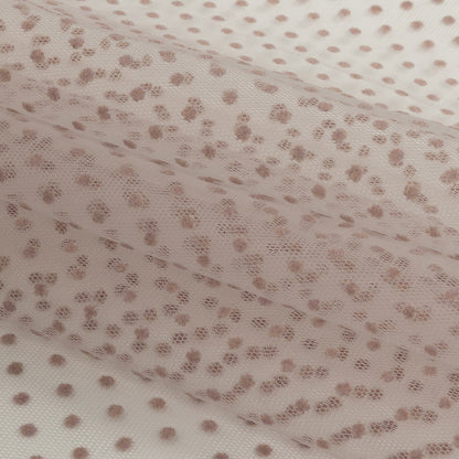 Famous Australian Designer Rustic Lilac Flocked Dots Polyester Mesh Folded