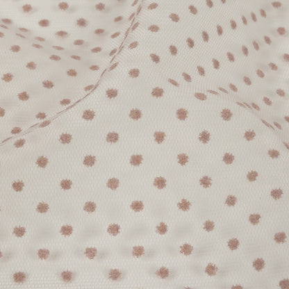 Famous Australian Designer Rustic Lilac Flocked Dots Polyester Mesh Detail