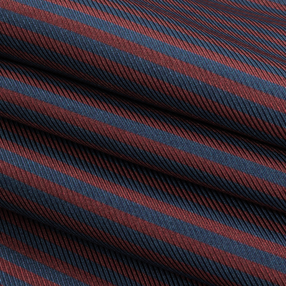 Famous Australian Designer Moonlit Ocean and Chocolate Truffle Candy Striped Viscose and Silk Twill Folded