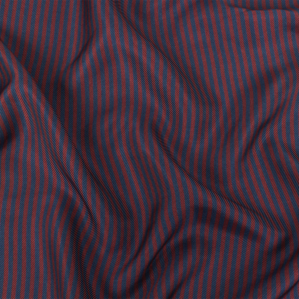 Famous Australian Designer Moonlit Ocean and Chocolate Truffle Candy Striped Viscose and Silk Twill