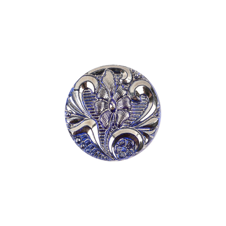 template--25130090922057__main-Cobalt Translucent Floral Shank Back Glass Button - 28L/18mm