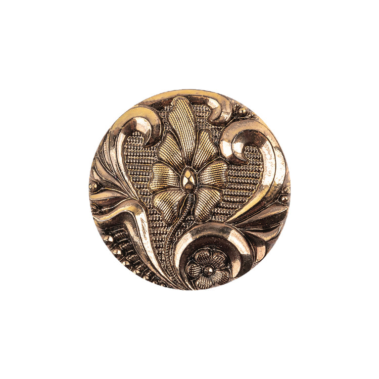 template--25130090922057__main-Old Gold Translucent Floral Shank Back Glass Button - 36L/23mm