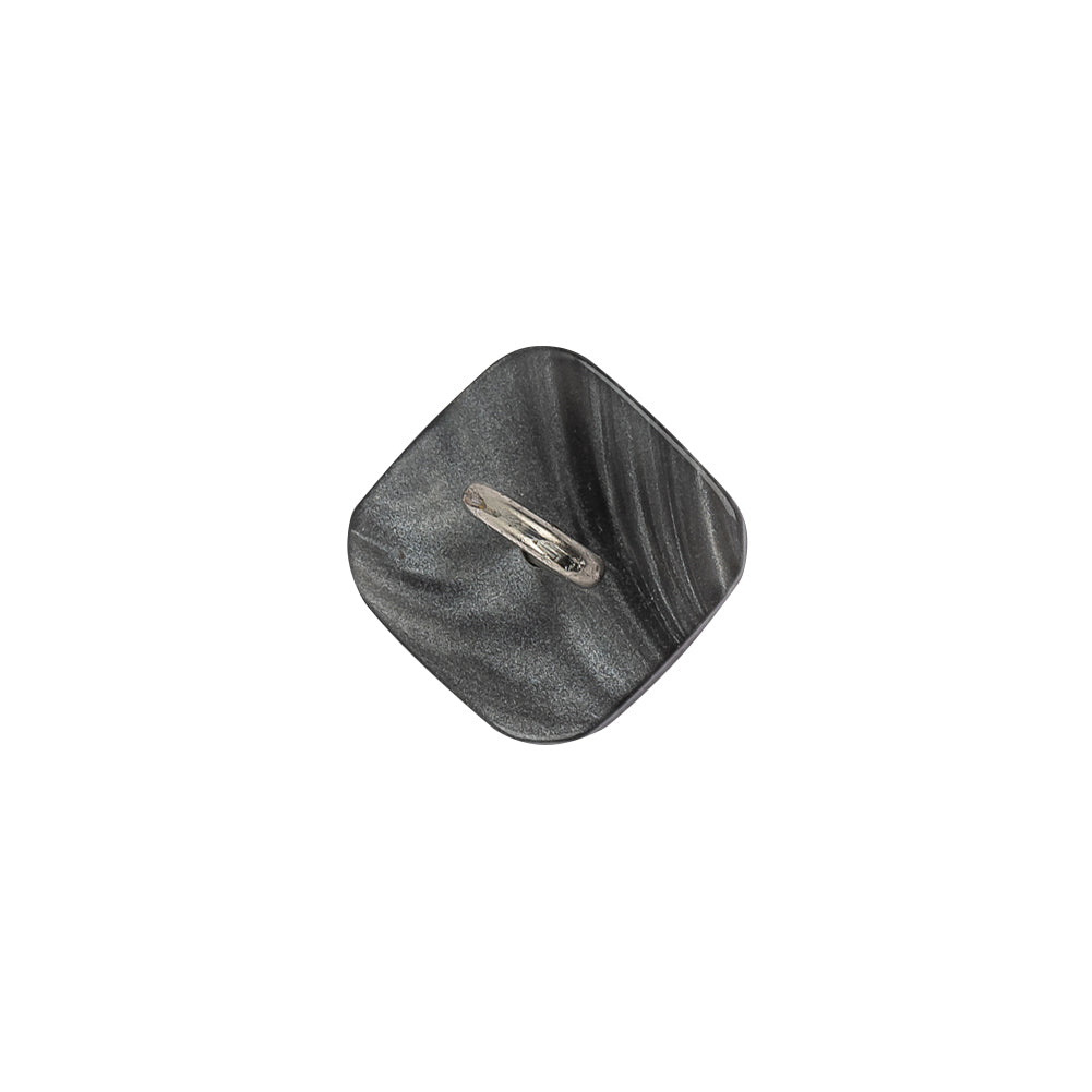 Italian Smoky Beige Haze Plastic and Silver Metal Shank Back Button - 20L/12.5mm Detail