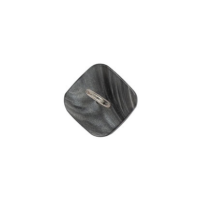 Italian Smoky Beige Haze Plastic and Silver Metal Shank Back Button - 20L/12.5mm Detail