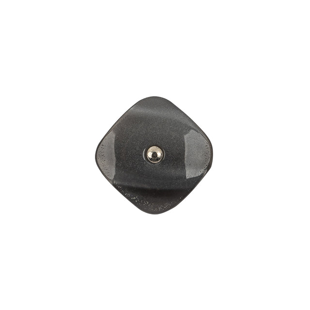 Italian Smoky Beige Haze Plastic and Silver Metal Shank Back Button - 24L/15mm
