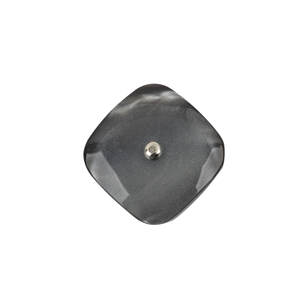 Italian Smoky Beige Haze Plastic and Silver Metal Shank Back Button - 32L/20mm