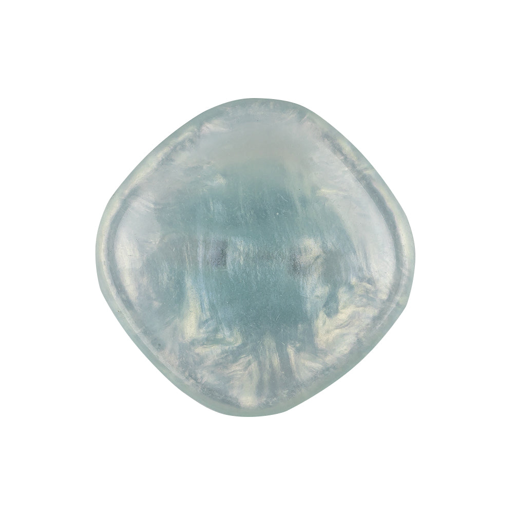 Powder Blue Iridescent Rounded Square Self Back Plastic Button - 40L/25.5mm