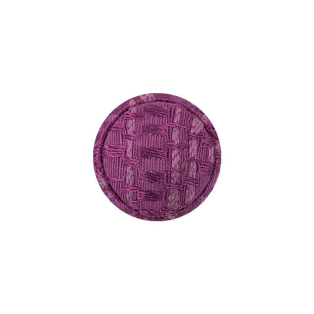 Magenta Jacquard Fabric Covered Domed Cotton Blend Sew On Button - 25L/16mm Detail