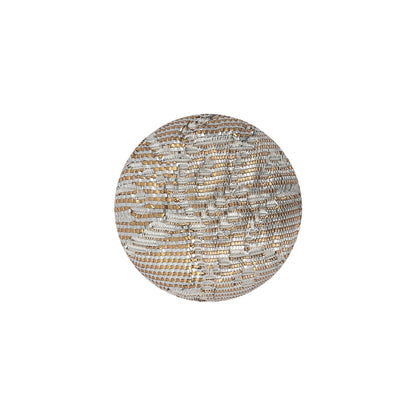 Golden Egg Lurex, Rainy Day and White Abstract Brocade Fabric Covered Domed Shank Back Button - 30L/19mm