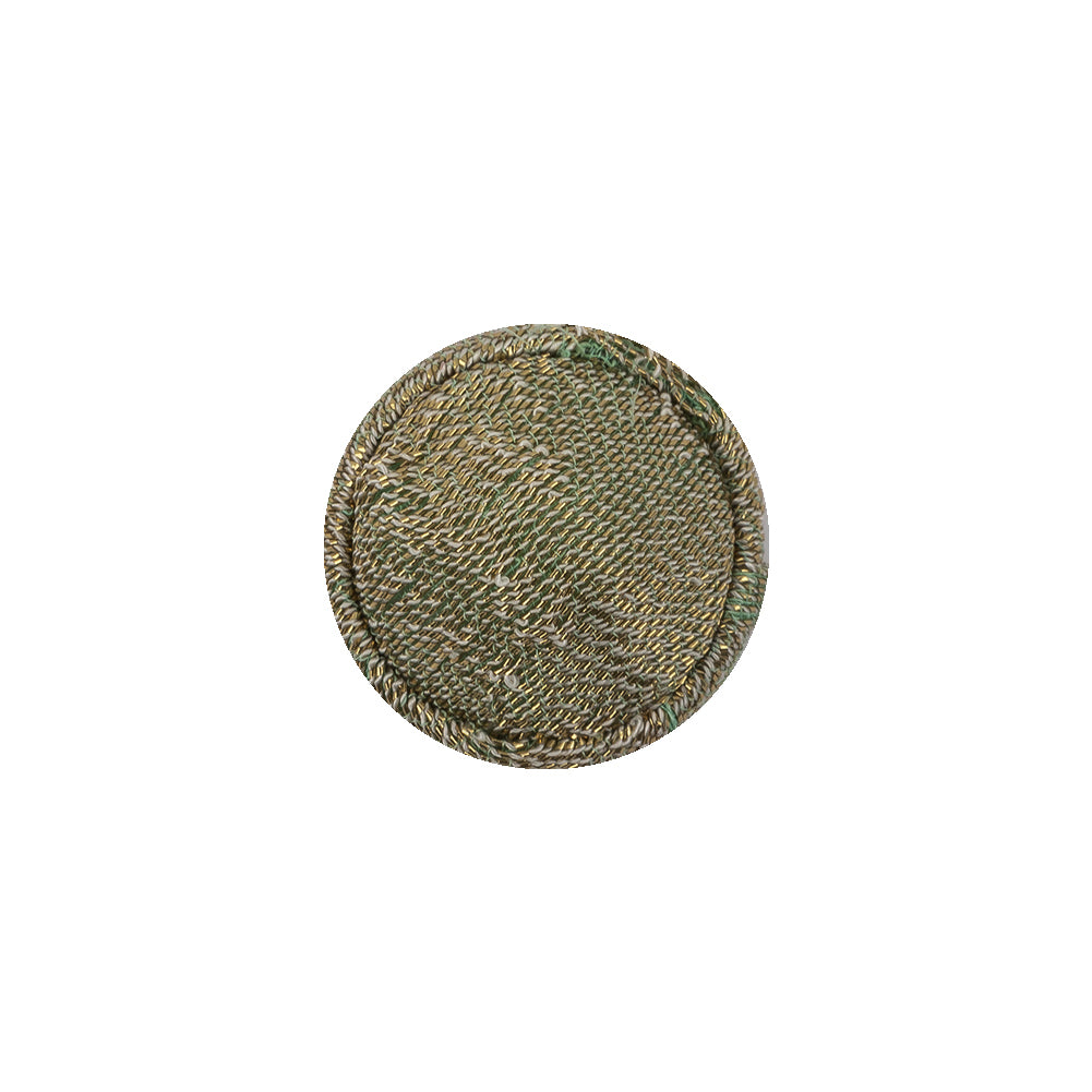 Glitteratti Lurex and Oil Green Fabric Covered Domed Sew On Button - 25L/16mm Detail