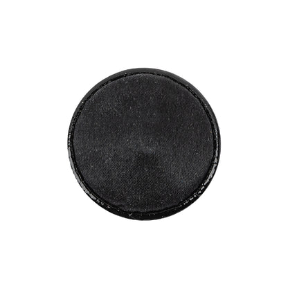 Black Patent Leather and Silk Sew On Button - 36L/23mm Detail