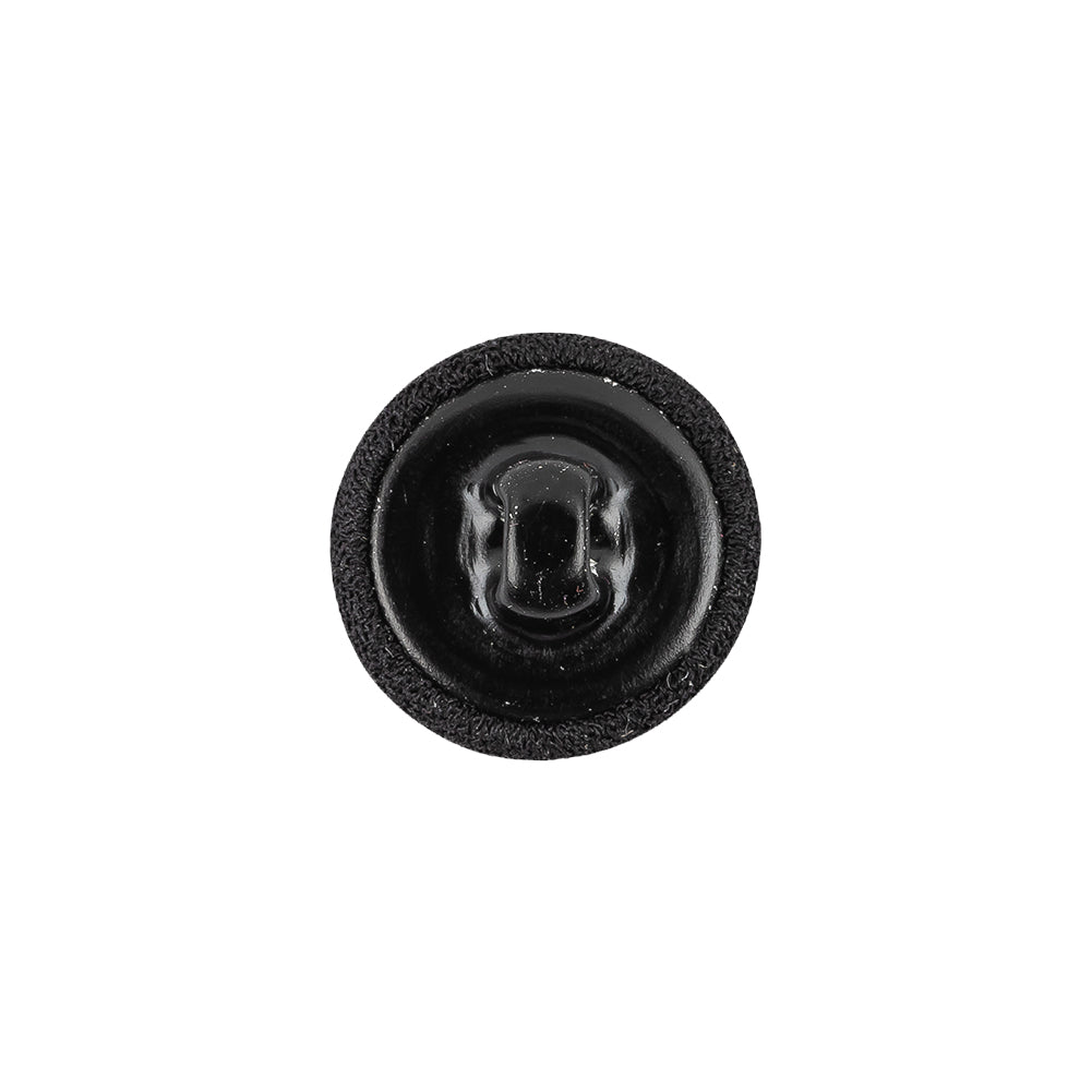 Black Chiffon Fabric Covered Smooth Top Silk and Metal Shank Back Button - 24L/15mm Detail
