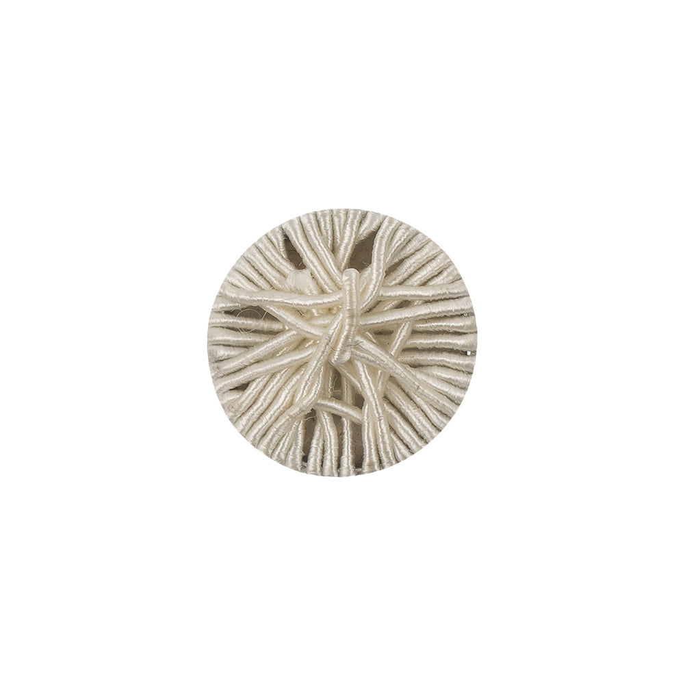 Marshmallow Gimp Braided Abstract Sew On Cotton and Metal Button - 24L/15mm Detail