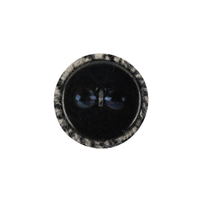 Black, Agate Gray and White Tweed Fabric Covered Wool and Metal Shank Back Button - 32L/20mm Detail