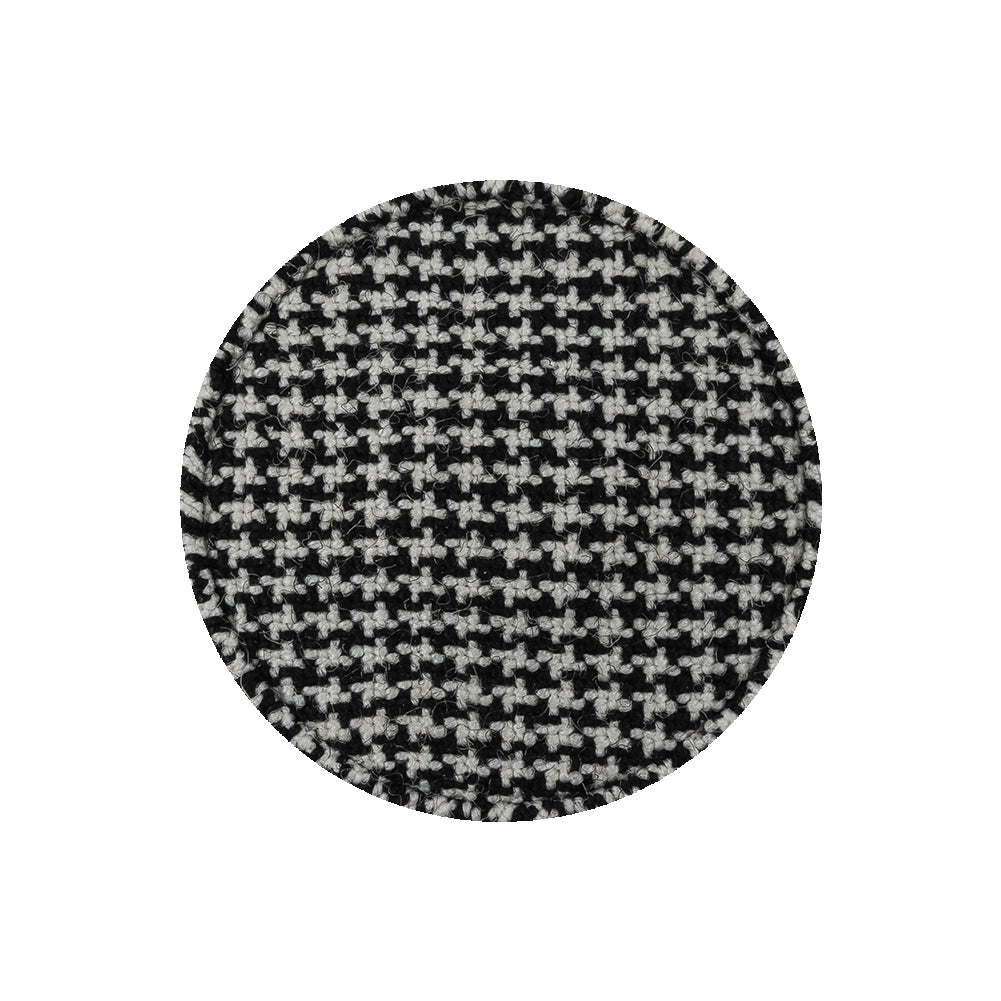 Black and White Houndstooth Fabric Covered Wool and Metal Sew On Button - 40L/25.5mm Detail