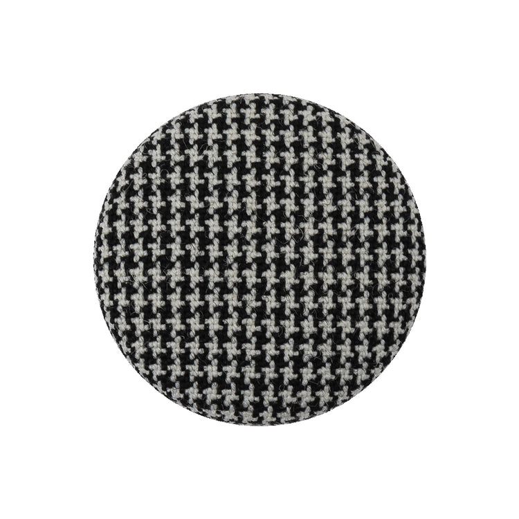 template--26688905969737__main-Black and White Houndstooth Fabric Covered Wool and Metal Sew On Button - 40L/25.5mm