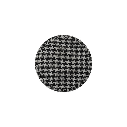 Black and White Houndstooth Fabric Covered Wool and Metal Sew On Button - 30L/19mm Detail