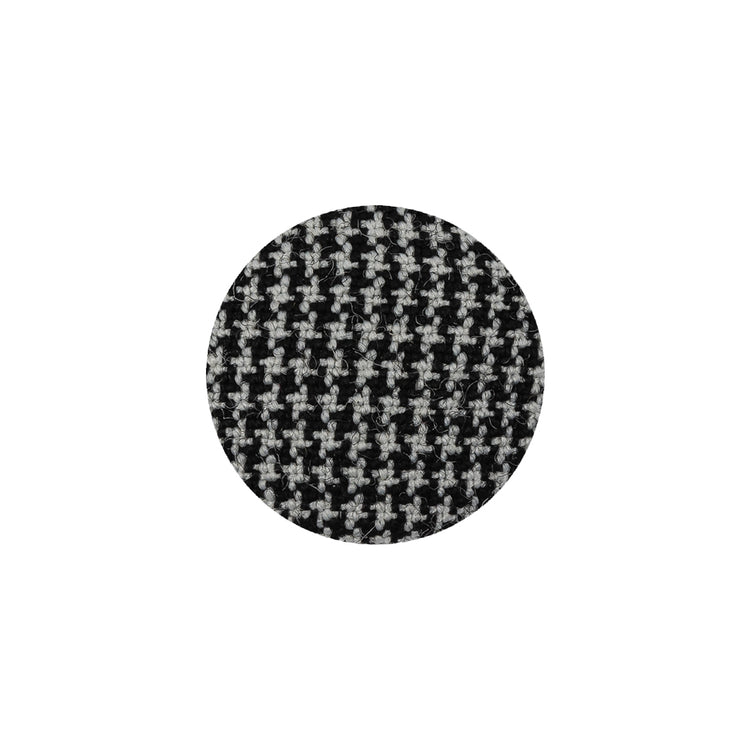 template--26688905969737__main-Black and White Houndstooth Fabric Covered Silk, Wool and Metal Sew On Button - 30L/19mm