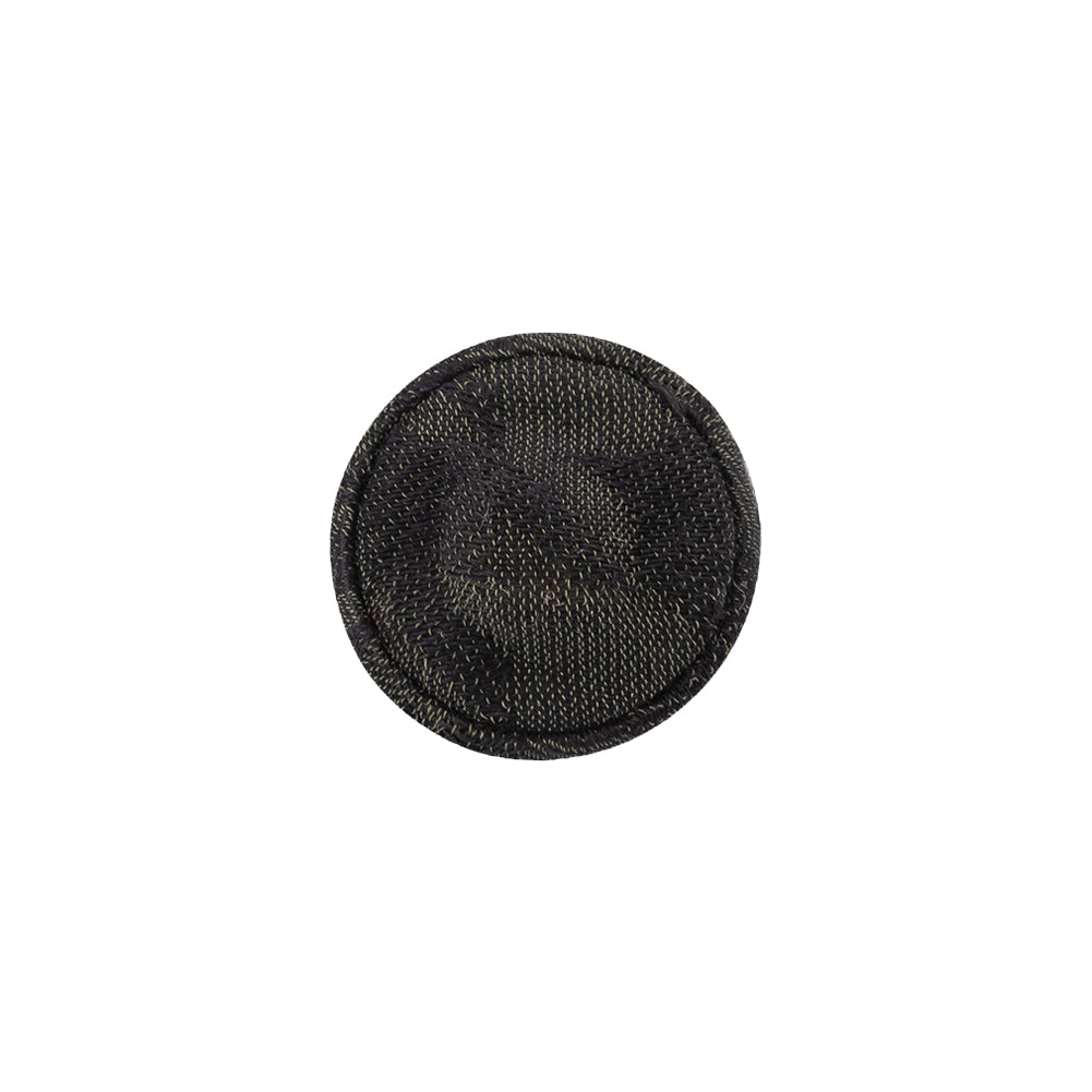 Storm Gray Jacquard Fabric Covered Domed Cotton and Metal Sew On Button - 24L/15mm Detail