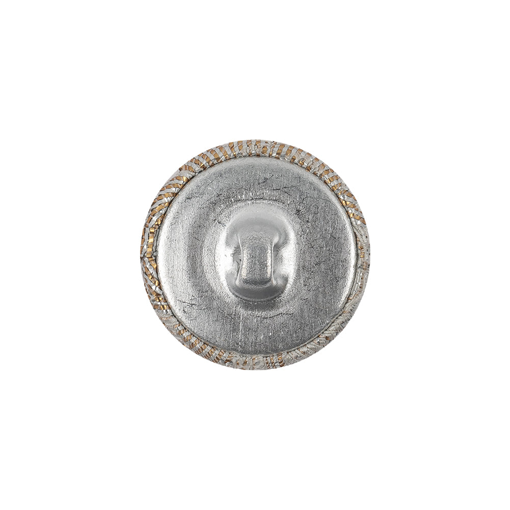 Golden Egg Lurex, Rainy Day and White Abstract Brocade Fabric Covered Shank Back Button - 30L/19mm Detail