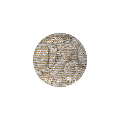 Golden Egg Lurex, Rainy Day and White Abstract Brocade Fabric Covered Shank Back Button - 30L/19mm