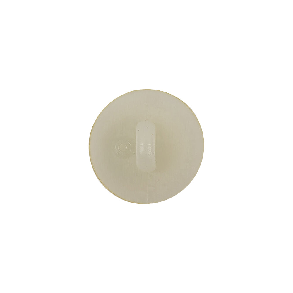 Ivory Tinted Nearly Opaque Shank Back Plastic Button - 24L/15mm Detail