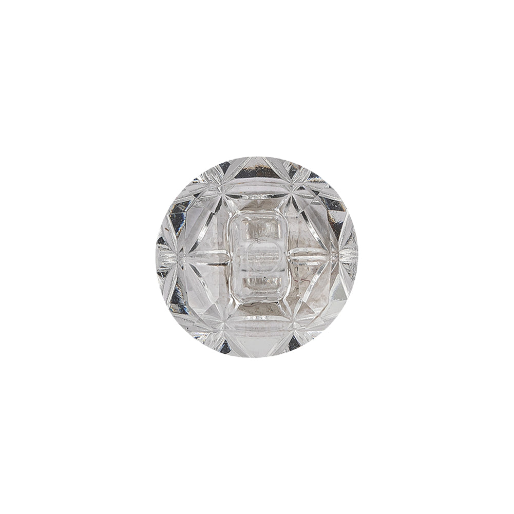 Italian Transparent Geometric Shank Back Dome Shaped Plastic Button - 24L/15mm Detail