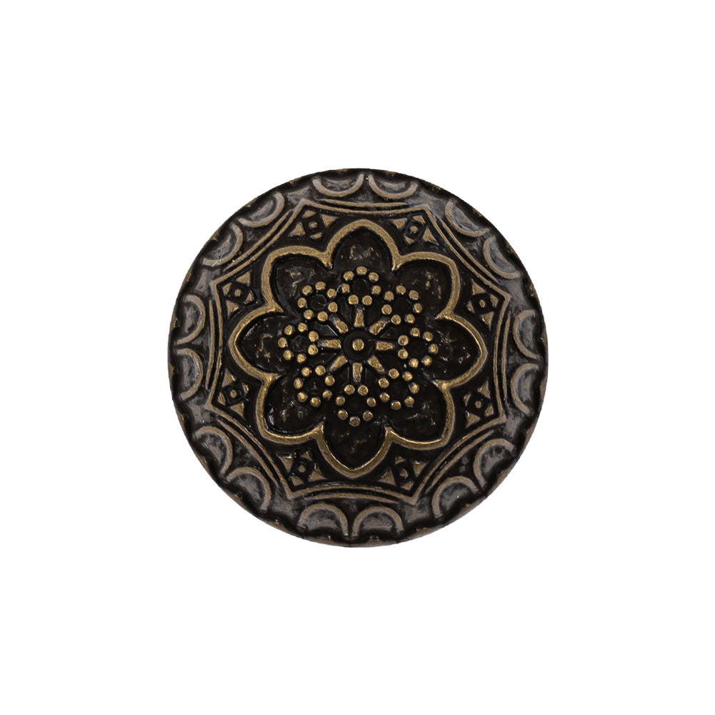 Bronze Floral Classical Dome Shaped Metal Coat Button - 36L/23mm