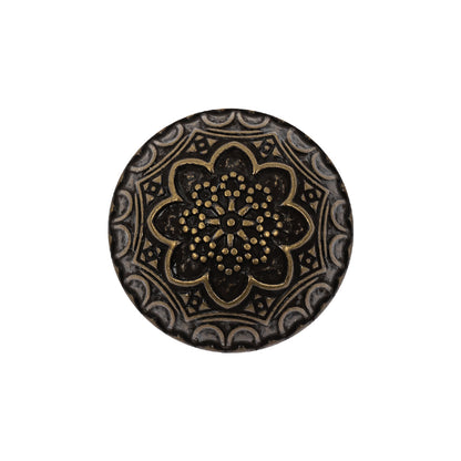 Bronze Floral Classical Dome Shaped Metal Coat Button - 36L/23mm