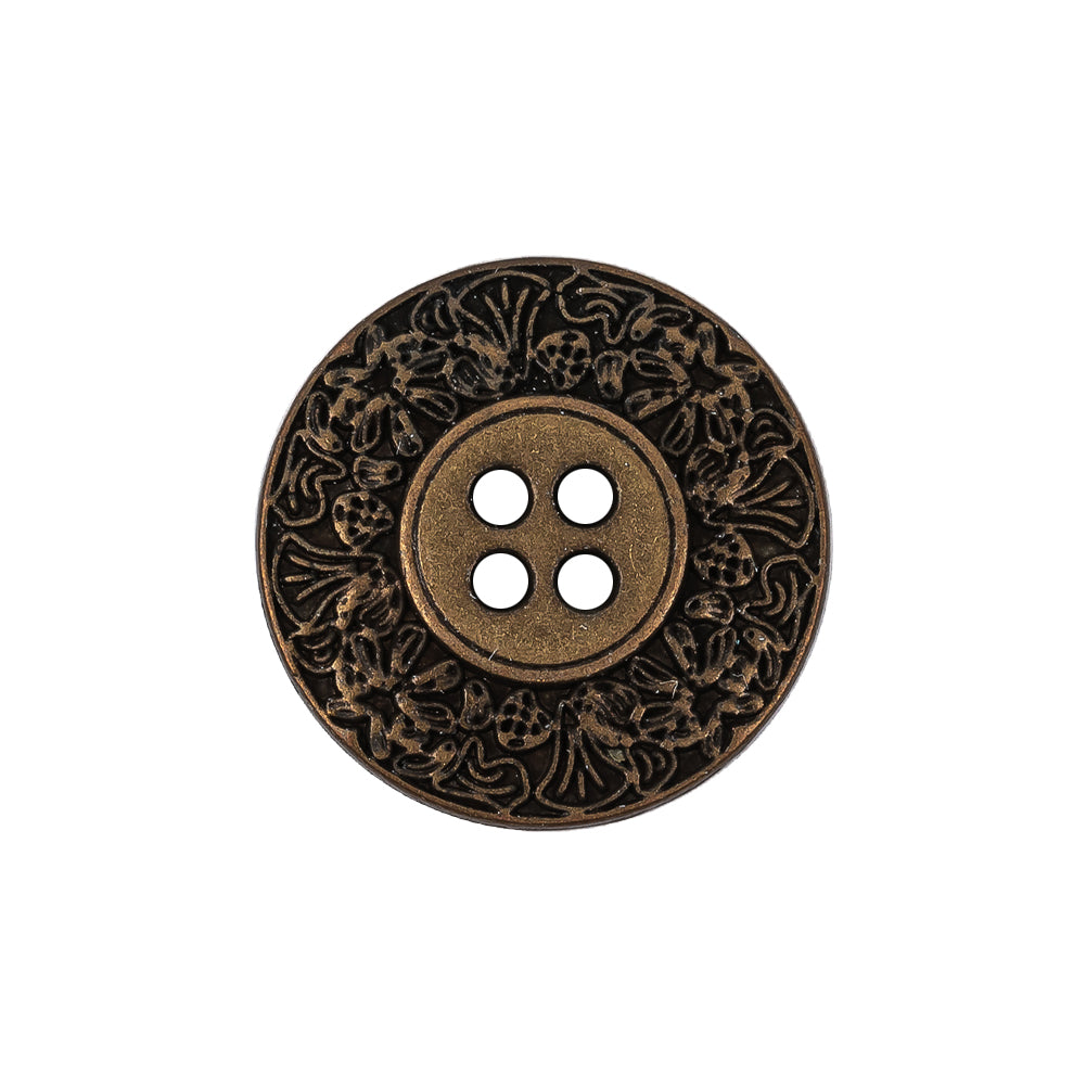 Italian Bronze Floral Metal Button - 36L/23mm