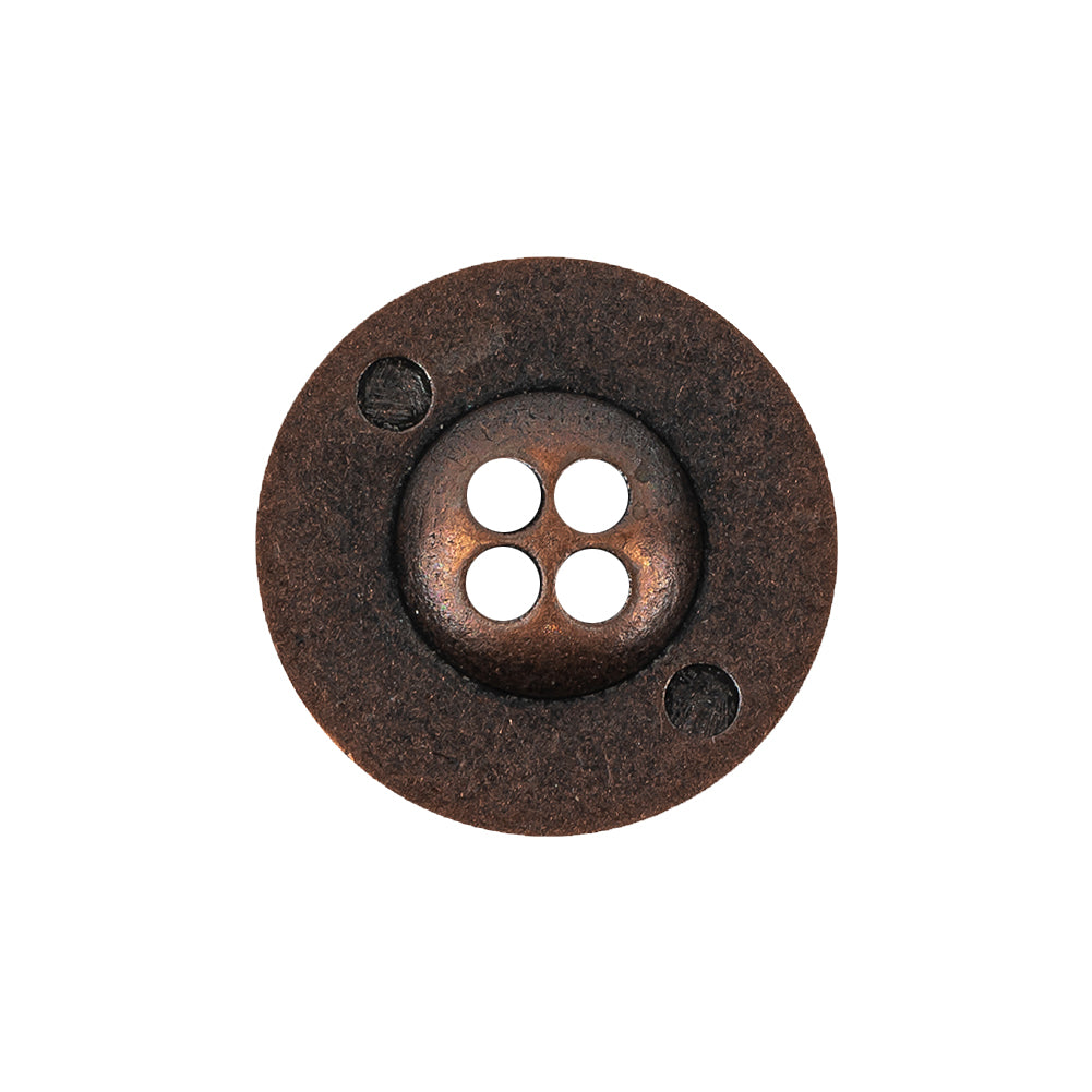 Italian Copper Floral Metal Button - 36L/23mm Detail