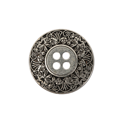 Italian Silver Floral Metal Button - 36L/23mm