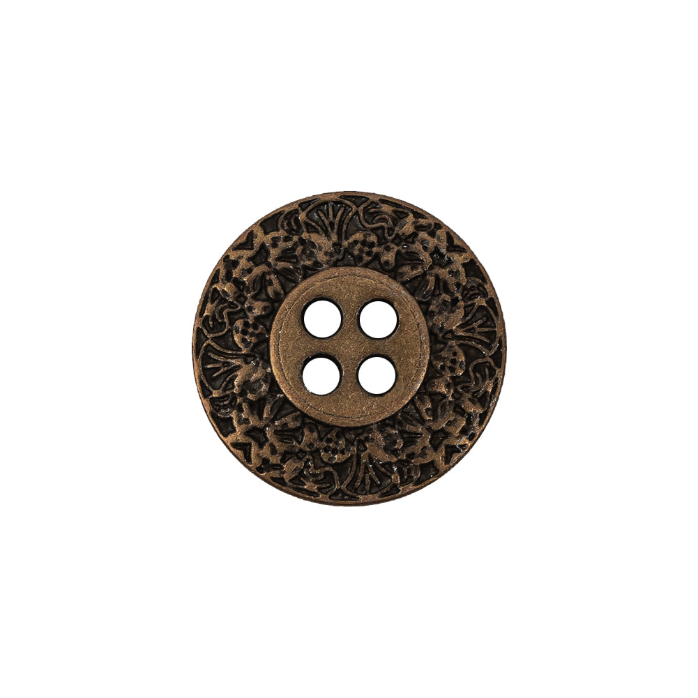Italian Bronze Floral Metal Button - 30L/19mm
