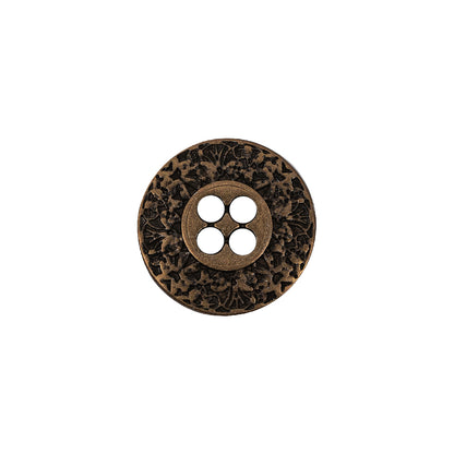 Italian Bronze Floral Metal Button - 24L/15mm