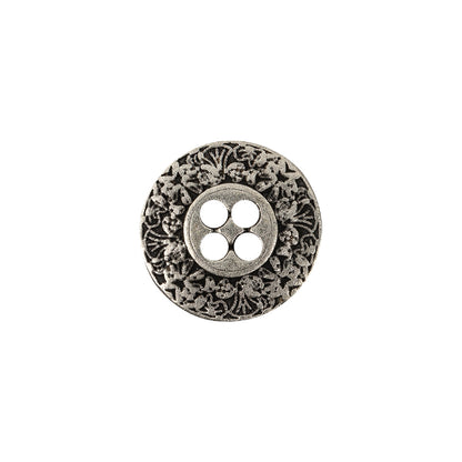 Italian Silver Floral Metal Button - 24L/15mm