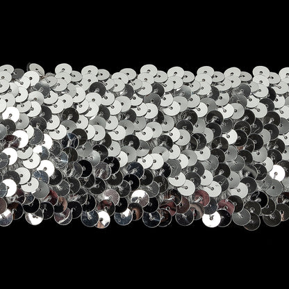 Silver Stretch Sequins Trim - 2.25" Detail