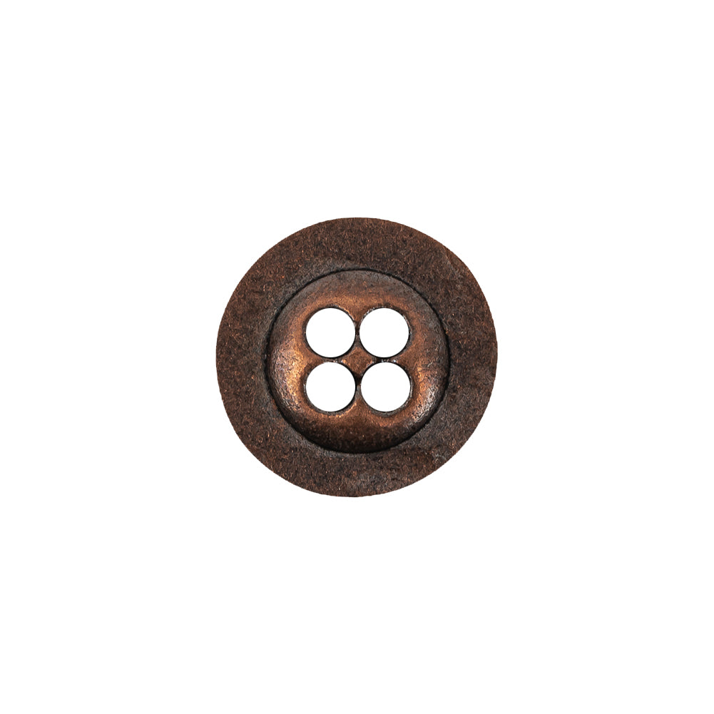 Italian Copper Floral Metal Button - 24L/15mm Detail