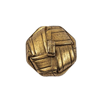 Italian Matte Gold Plated Faux Woven Shank Back Button - 36L/23mm Detail