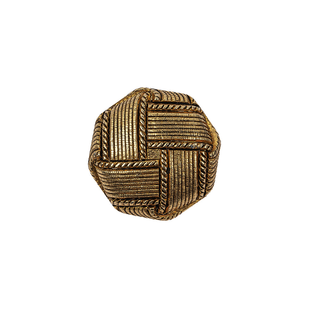 Italian Matte Gold Plated Faux Woven Shank Back Button - 30L/19mm