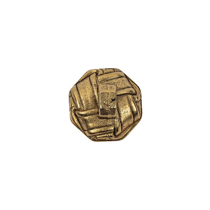 Italian Matte Gold Plated Faux Woven Shank Back Button - 24L/15mm Detail
