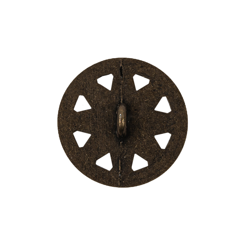 Italian Bronze Floral Shank Back Button - 36L/23mm Detail