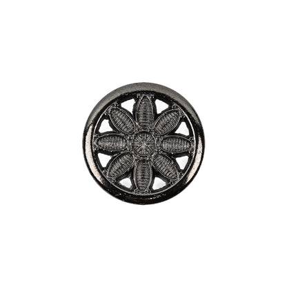 Italian Gunmetal Floral Shank Back Button - 28L/18mm