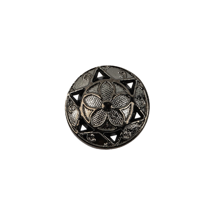 template--25130090922057__main-Italian Gunmetal Floral Shank Back Button - 24L/15mm