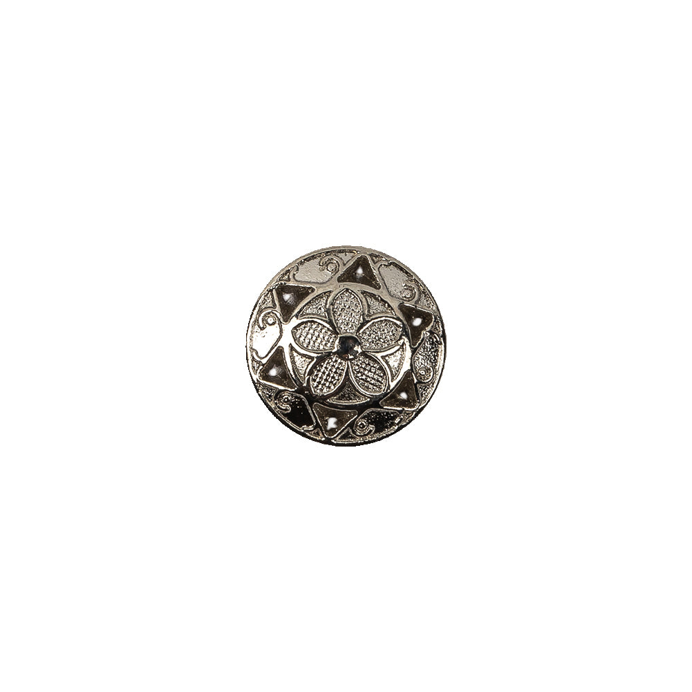Italian Nickel Floral Shank Back Button - 18L/11.5mm