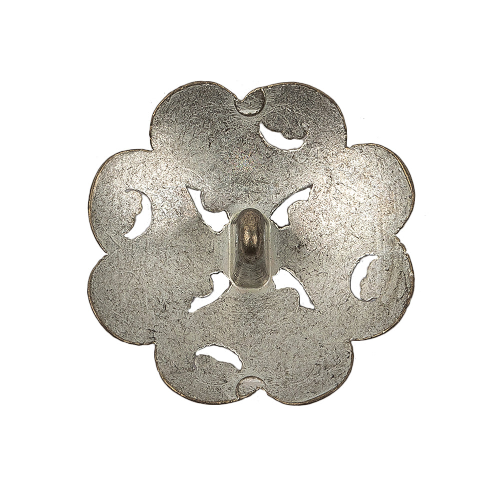Italian Silver Brass Floral Shank Back Button - 44L/28mm Detail