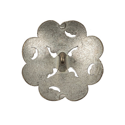 Italian Silver Brass Floral Shank Back Button - 44L/28mm Detail