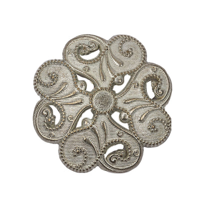 Italian Silver Brass Floral Shank Back Button - 44L/28mm