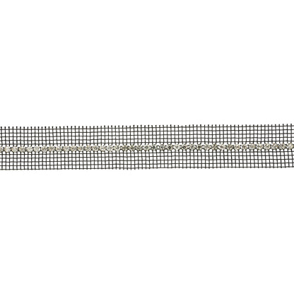 Vintage Crystal Single Row Rhinestone Trim on Black Mesh - 1.25"
